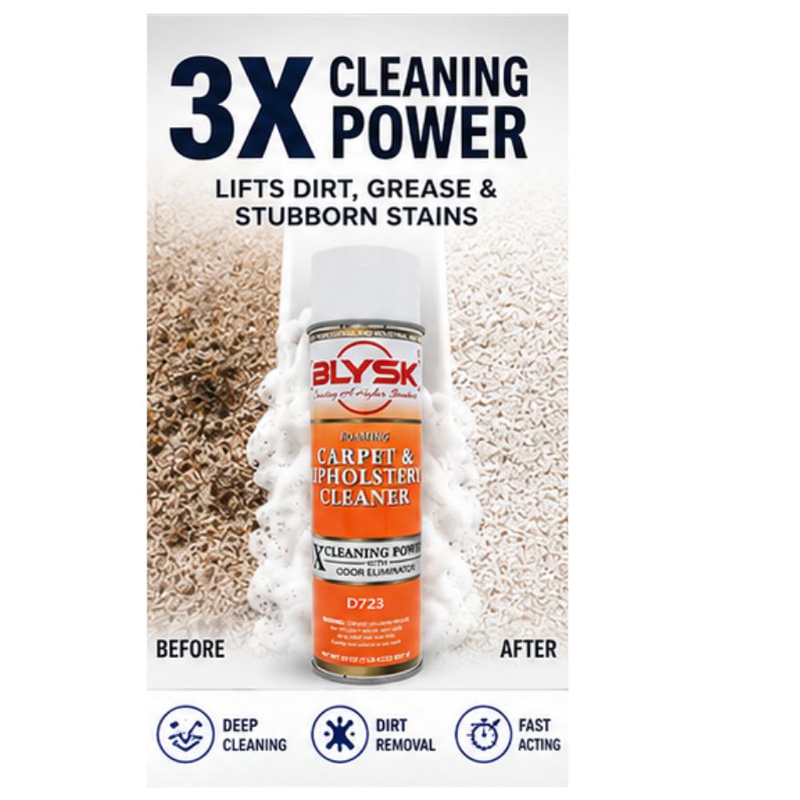 BLYSK Foaming Carpet & Upholstery Cleaner 20 oz (D723) – 3X Cleaning Power & Odor Eliminator, Removes Stains from Car Interiors, Home Carpets, Upholstery, Furniture, Floor Mats & Fabric Surfaces