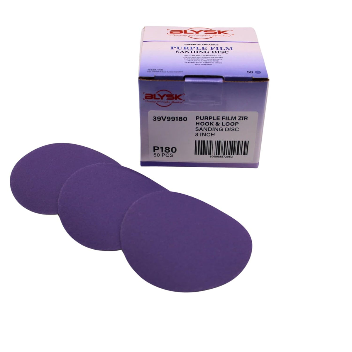 Premium Purple, Zirconia Sanding Discs – 3" or 6", 40–2000 Grit – Hook & Loop or PSA – High Performance, Long Life, Clog-Resistant, Fits DA & Orbital Sanders,50-Pack (3" Hook & Loop 180 Grit)