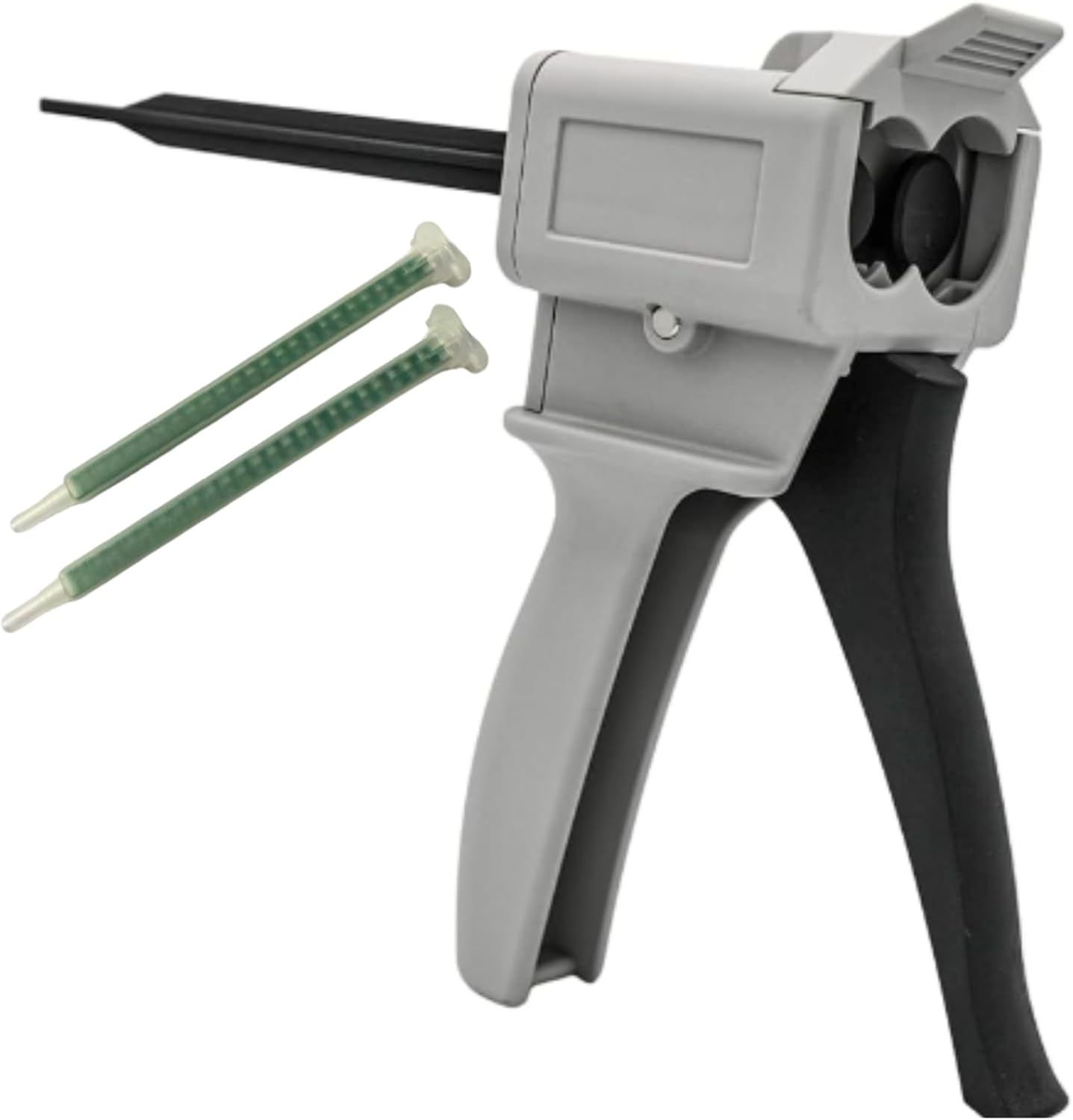 Dual Cartridge Epoxy Dispensing Gun M50 – 50ml Manual Applicator for 1:1 & 2:1 Ratios, Includes 2 Mixing Nozzles (4.5" Length, 24-Element, Medium)