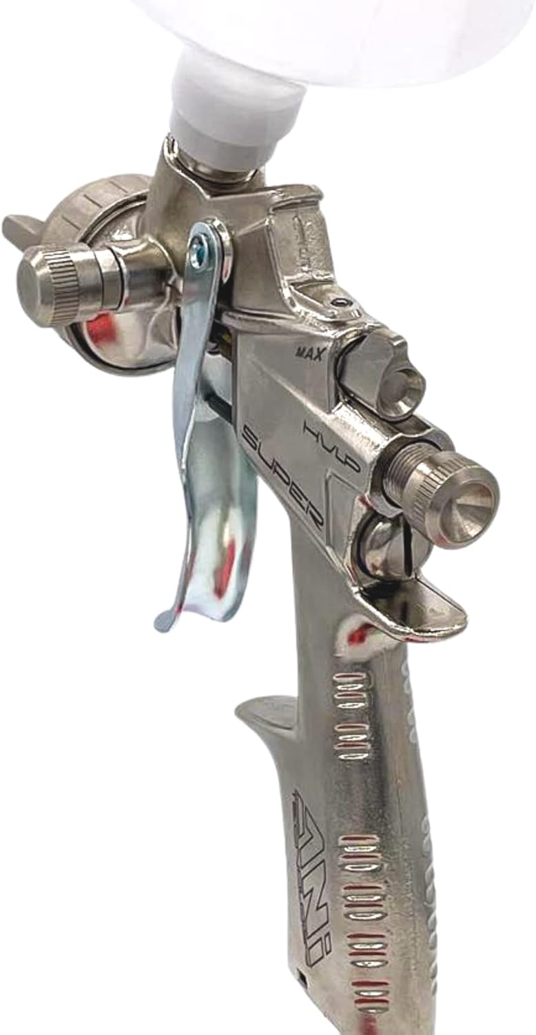 ANI F1/N-Super/S HVLP Paint Gun Automotive Compressed Air Paint Gun Stainless Steel Nozzle Light Weight Automotive Paint Sprayer for Cars, 500 cc Gravity Feed Cup & Wrench (1.5mm)