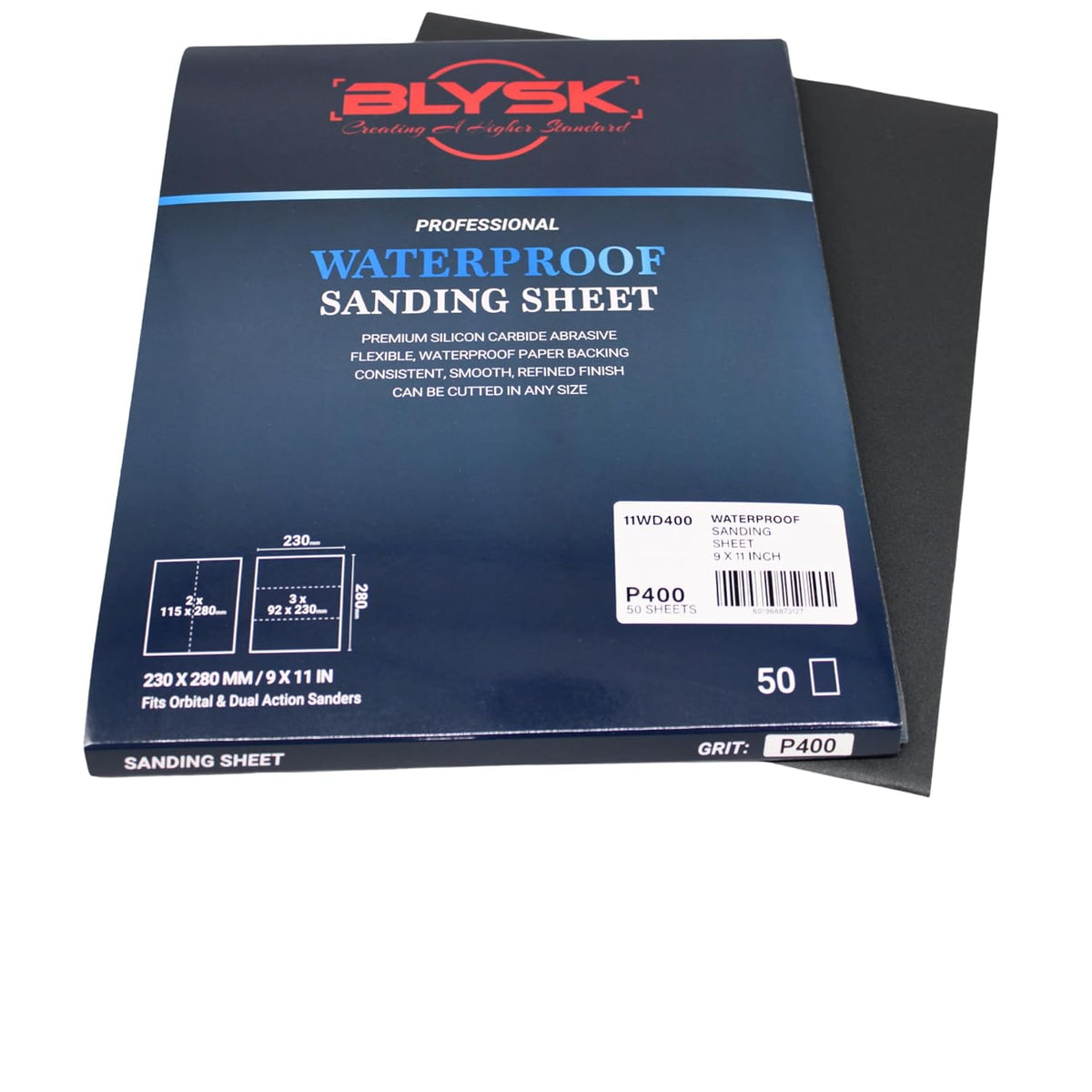 Wet & Dry Sandpaper 9x11 Sheets, 50-Pack, Aluminum Oxide (P60–P600) Silicon Carbide (P800–P3000) Latex Backing,for Wood, Metal, Auto, Plastic (400 Grit)