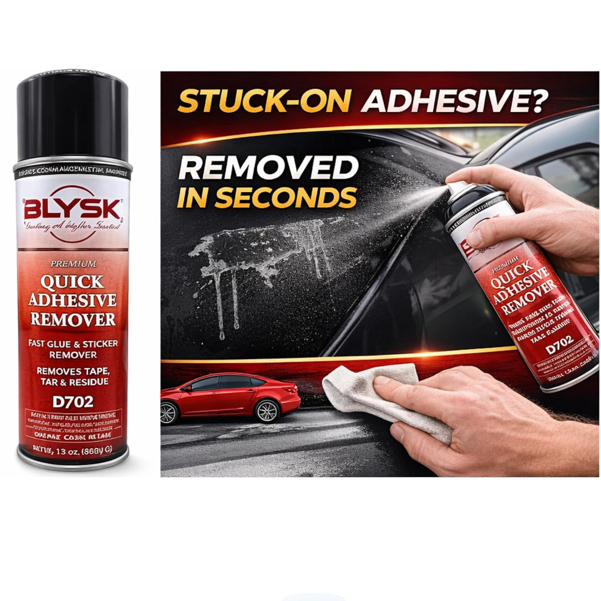 Adhesive Remover 13 oz Spray (D702) – Fast Glue & Sticker Remover for Cars, Paint, Metal & Glass – Removes Tape, Tar & Residue