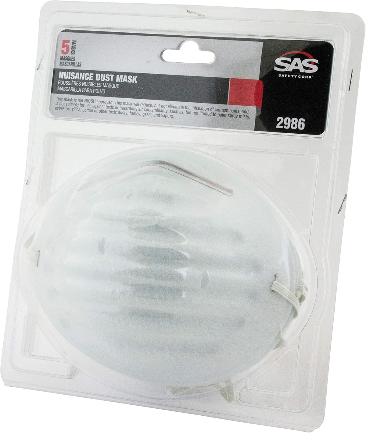 SAS Safety 2986 Nuisance Dust Mask, 5-Pack