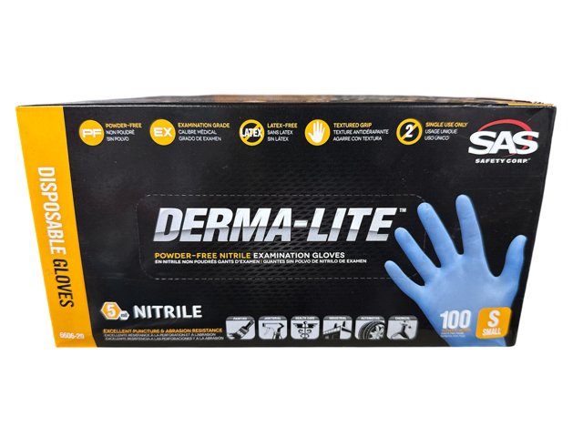 Sas Safety Derma-Lite Powder-Free Exam Grade Nitrile Gloves