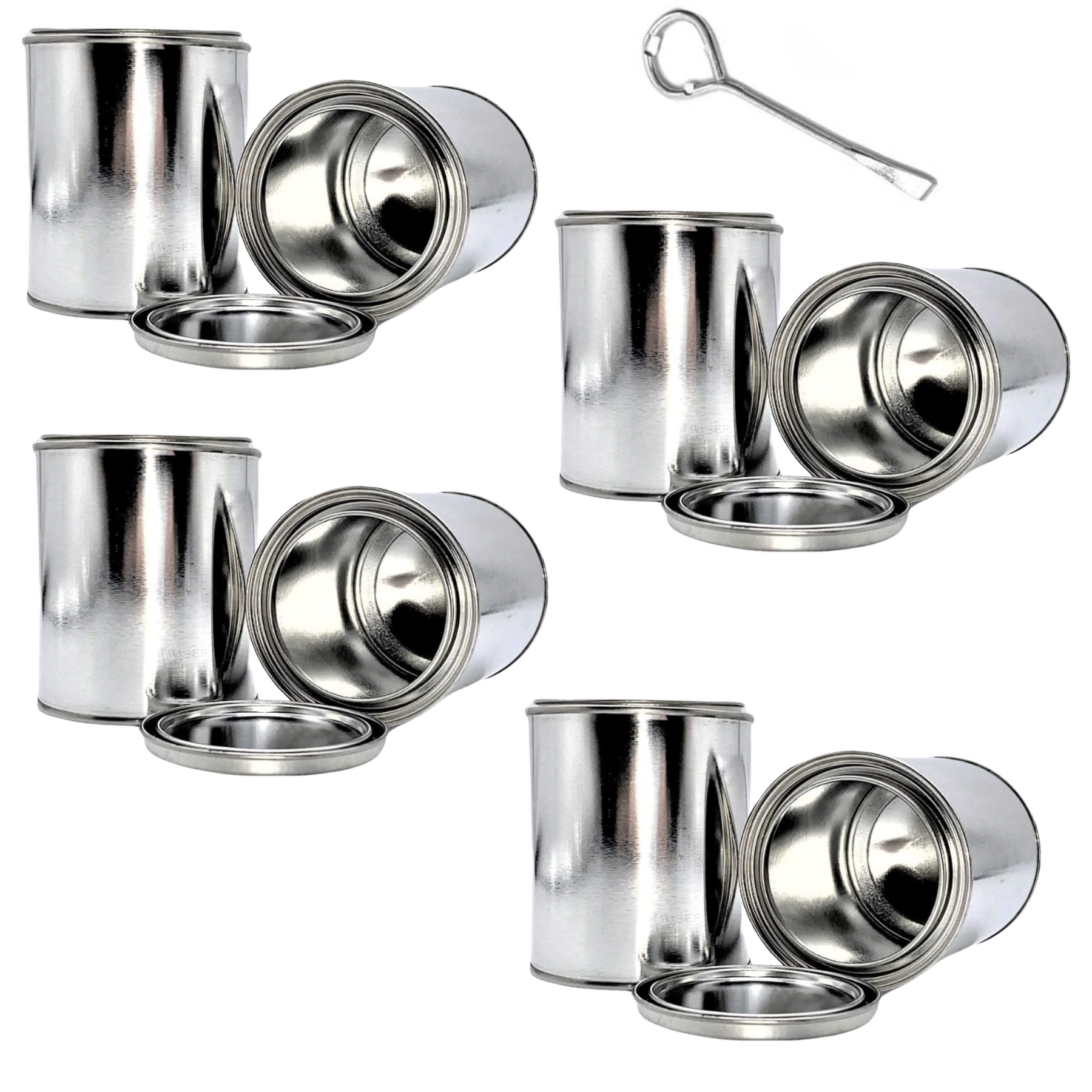 Empty Metal Paint Cans with Lids – 16 oz/Pint Size, Unlined, Airtight Seal, Can Opener Included