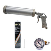 Ani Pneumatic Caulking Gun & BLYSK Seam Sealer (A/525) – 310ml/10oz, Caulk Gun, Anti Drip, Air Powered Caulk Gun – Includes Sprayable Seam Sealer & Air Regulator Pressure Gauge (Tan, Grey, Black). - Maazzo