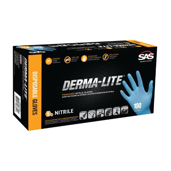 Sas Safety Derma-Lite Powder-Free Exam Grade Nitrile Gloves