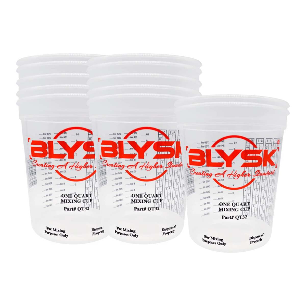 BLYSK Graduated Plastic Mixing Cups, use for Paint, Resin (Quart) - Maazzo