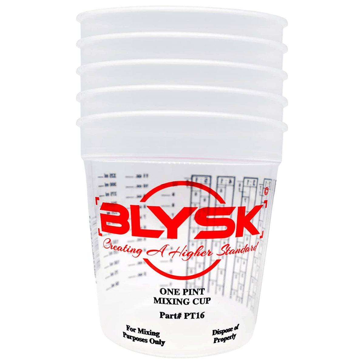 BLYSK Graduated Plastic Mixing Cups, use for Paint, Resin (Pint) - Maazzo