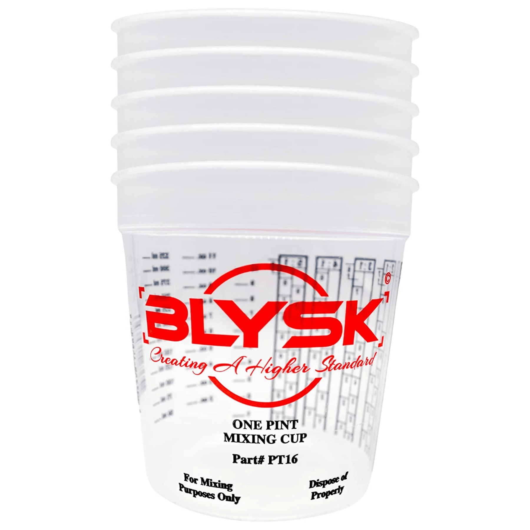 BLYSK Graduated Plastic Mixing Cups, use for Paint, Resin (Pint) - Maazzo