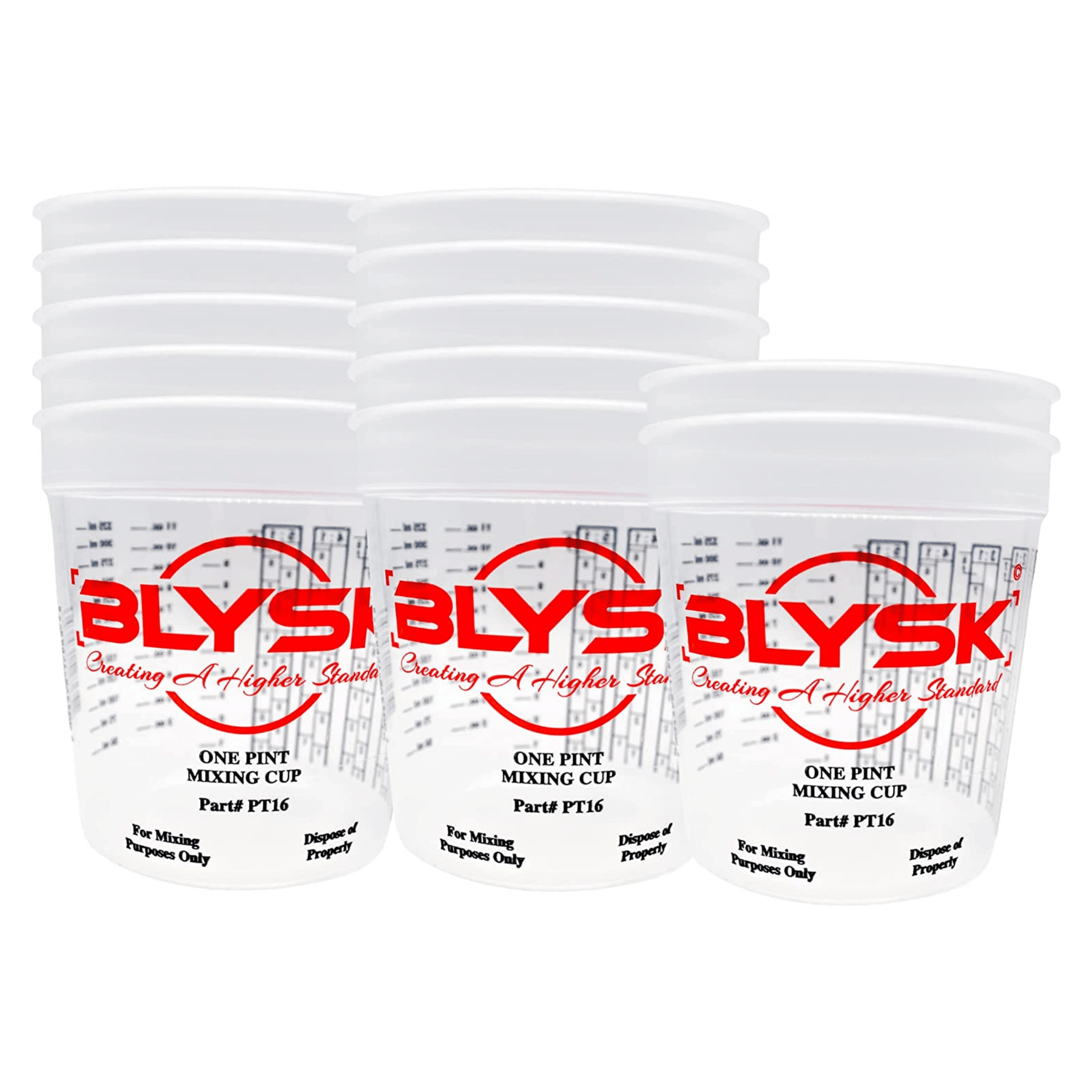 BLYSK Graduated Plastic Mixing Cups, use for Paint, Resin (Pint) - Maazzo