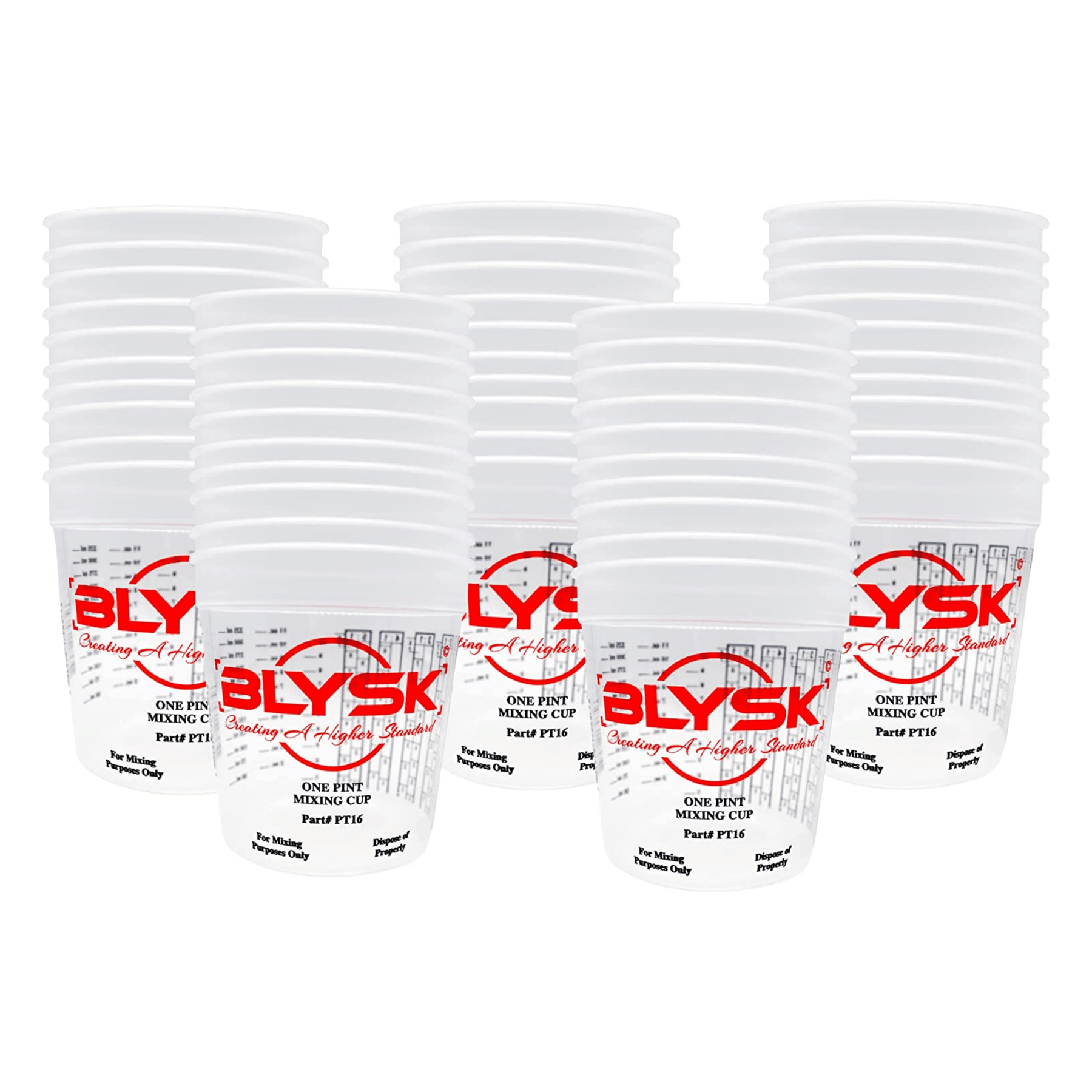 BLYSK Graduated Plastic Mixing Cups, use for Paint, Resin (Pint) - Maazzo