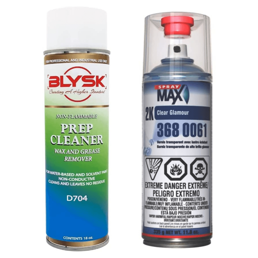 Blysk Bundle- Spray Max Clear Glamour 2K Clear Coat with Very High Chemical, Gasoline, and Weather Resistance for Sealing-Blysk Prep Cleaner, Wax and