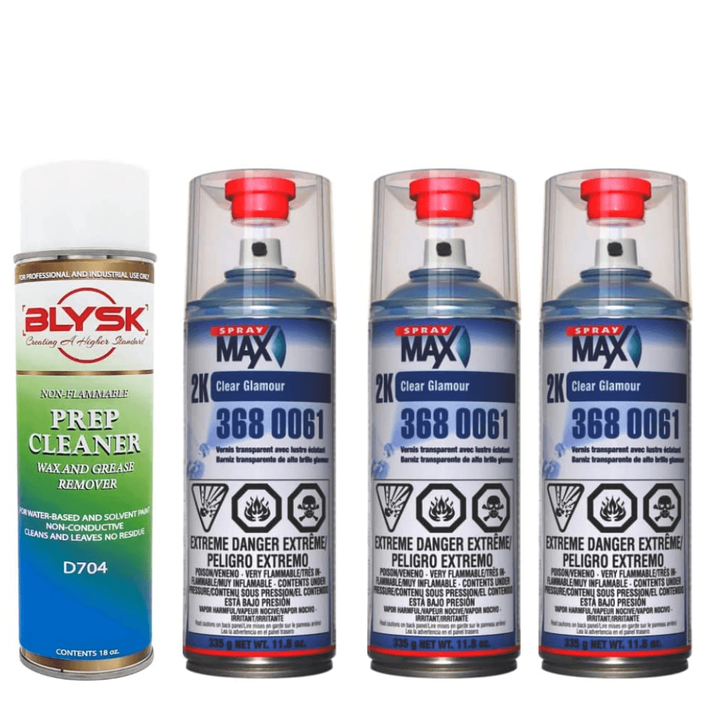 Blysk Bundle 4 Pack - Spray Max 2K Clear Glamour-Blysk Prep Cleaner for Water-Based and Solvent Paint
