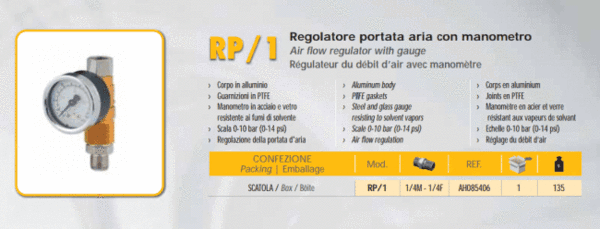 ANI RP/1 Airflow Regulator Pressure Gauge - Maazzo