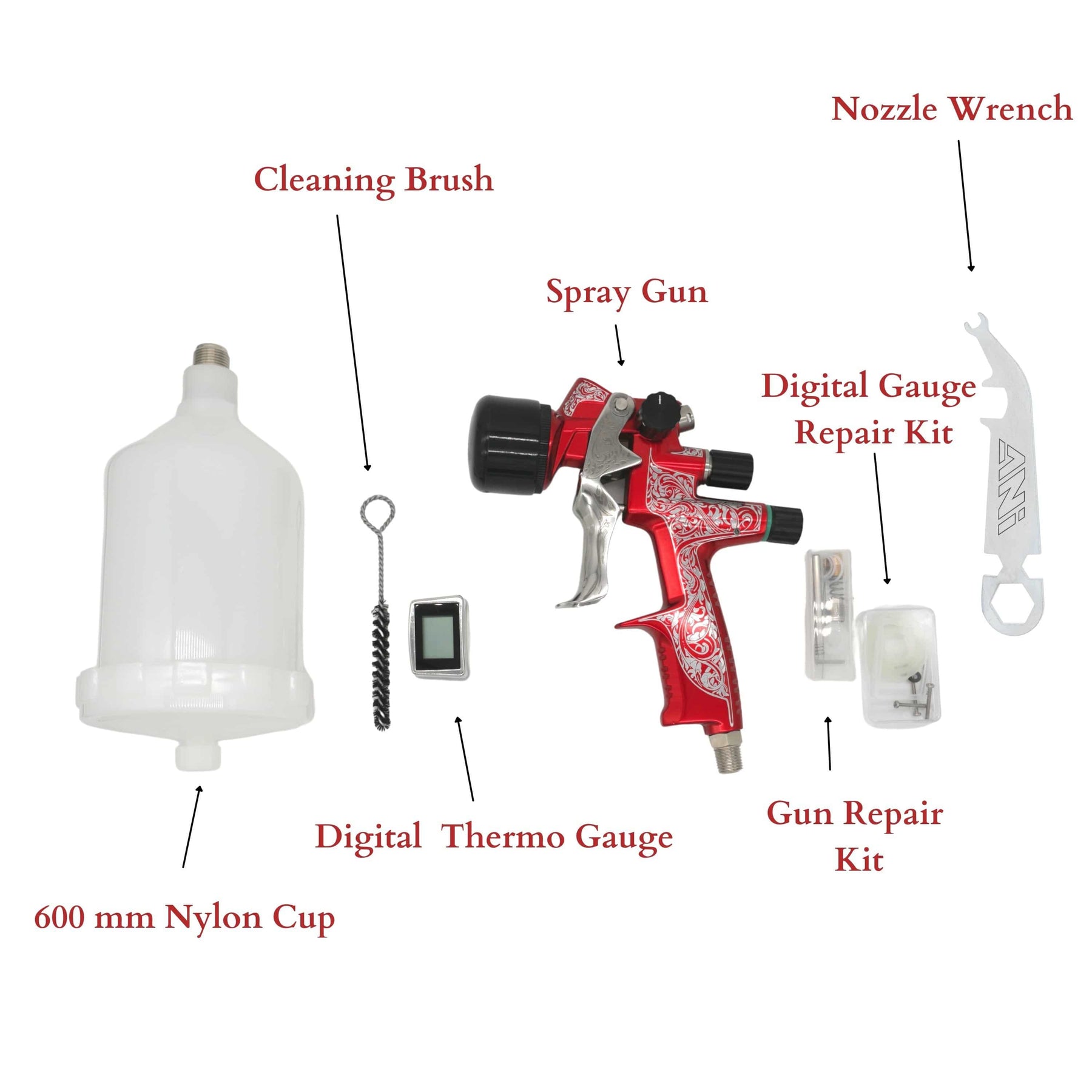 Ani Red/S Limited-Edition Series HVLP Kit Automotive Spray Gun 1.3mm - Maazzo