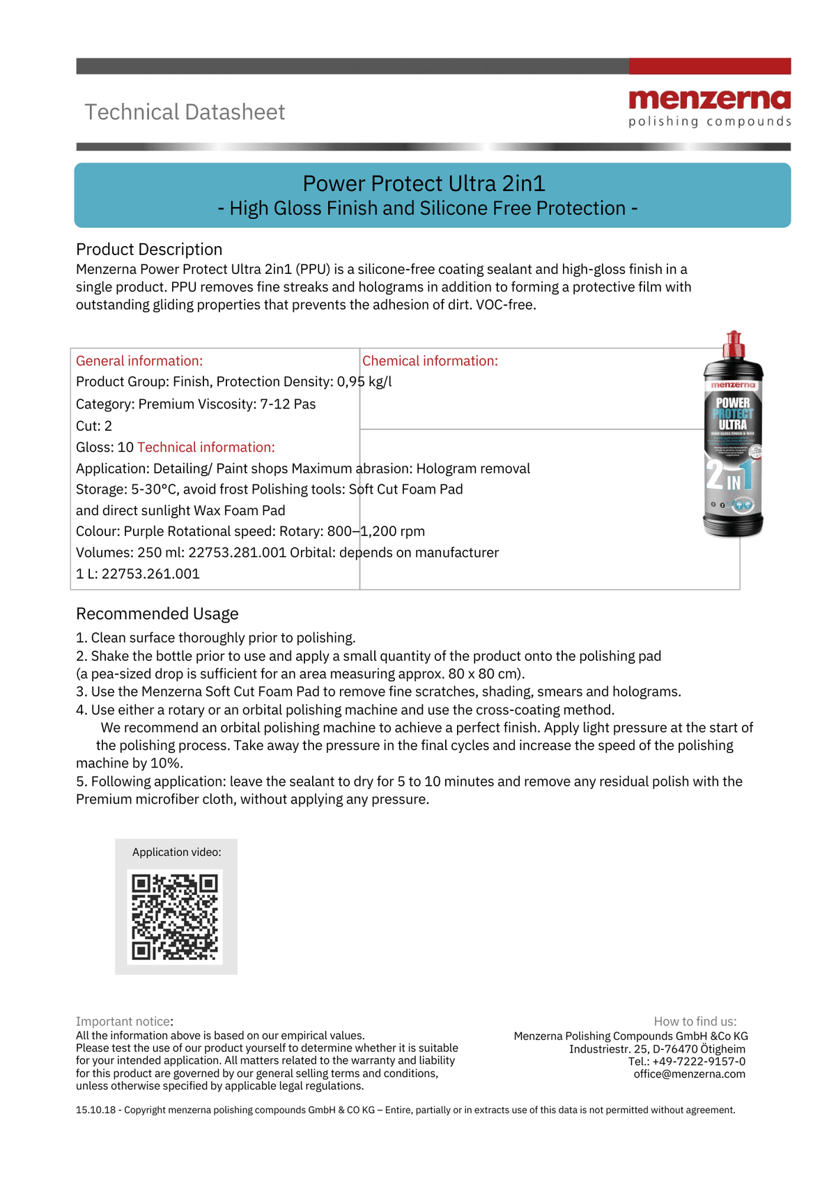 Menzerna Power Protect Ultra 2in1 - High-gloss Polish Finish & Wax - Maazzo