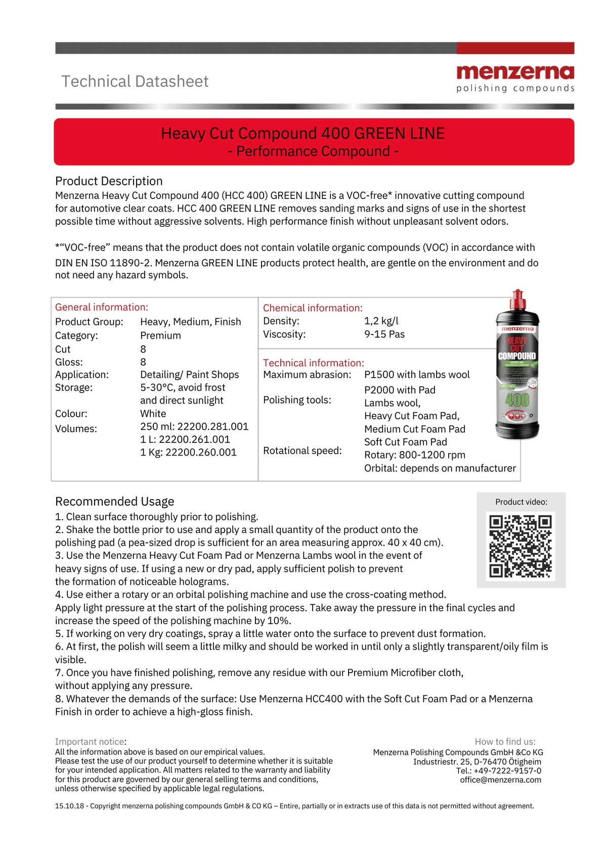 Heavy Cut Compound 400 Green Line - Environmentally Friendly Polishing Compounds - Maazzo