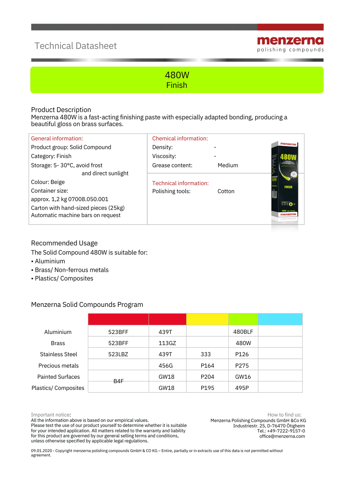 Menzerna Finish Polishing Compound Paste Beige 480W - Car Polish - Maazzo