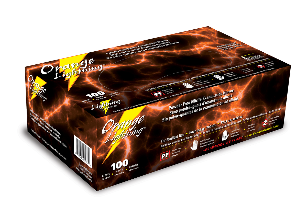 Atlantic Safety Orange Lightning Nitrile Gloves - Maazzo