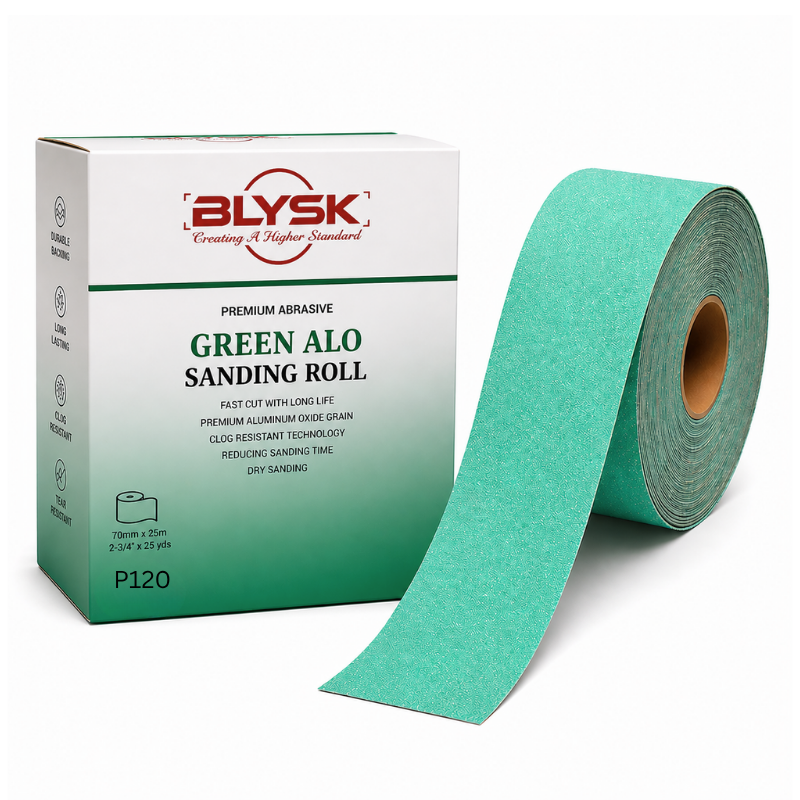 Blysk Sanding Roll 2.75" x 25 yards  – Hook & Loop Backing, Strong Resin Bond – Clean Sanding for Woodworking, Metal & Automotive – 80/120/180/220/320/400 Grit