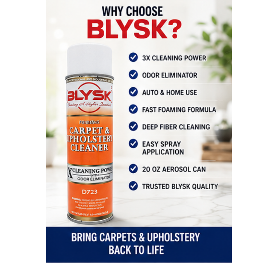 BLYSK Foaming Carpet & Upholstery Cleaner 20 oz (D723) – 3X Cleaning Power & Odor Eliminator, Removes Stains from Car Interiors, Home Carpets, Upholstery, Furniture, Floor Mats & Fabric Surfaces