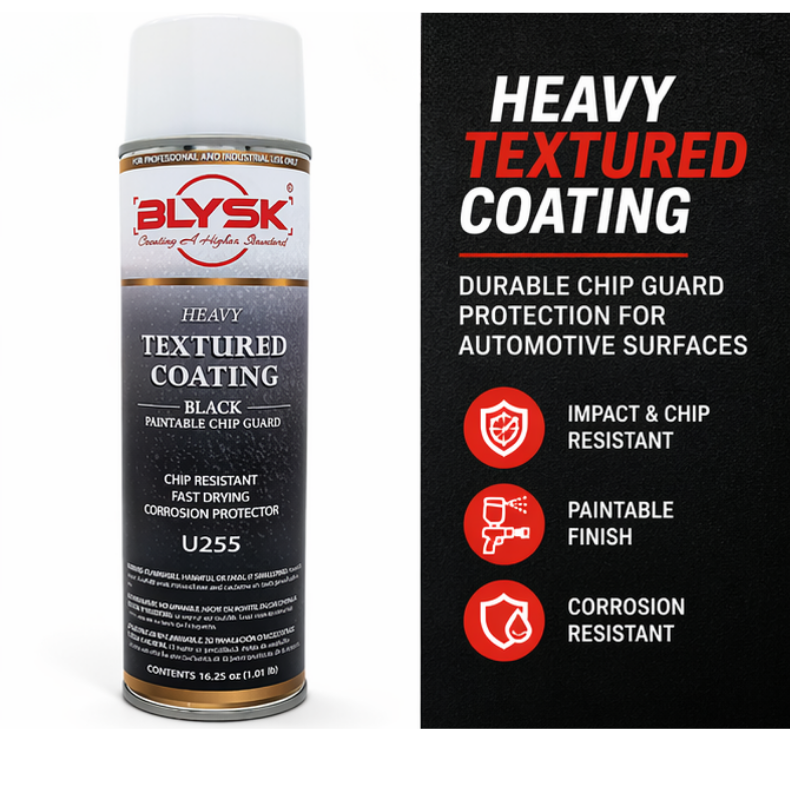 Blysk Heavy Textured Coating U255, Black Paintable Chip Guard 16 oz