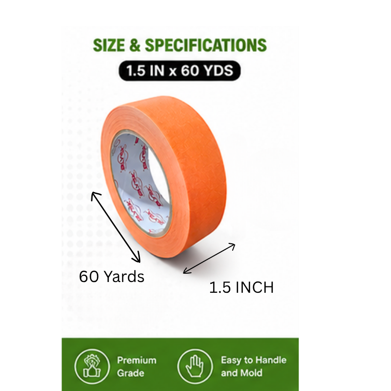 Premium Masking Tape for Automotive & General Painting, Temperature Resistant 50°F–200°F