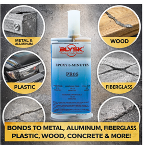 Blysk PR05 Hi-Stress Epoxy Adhesive, Filler & Resurfacer, 200ml / 6.76 fl oz Dual Cartridge, Rigid 2-Part Bonding for Metal, Aluminum, Fiberglass, Plastic, Wood, Glass & Concrete