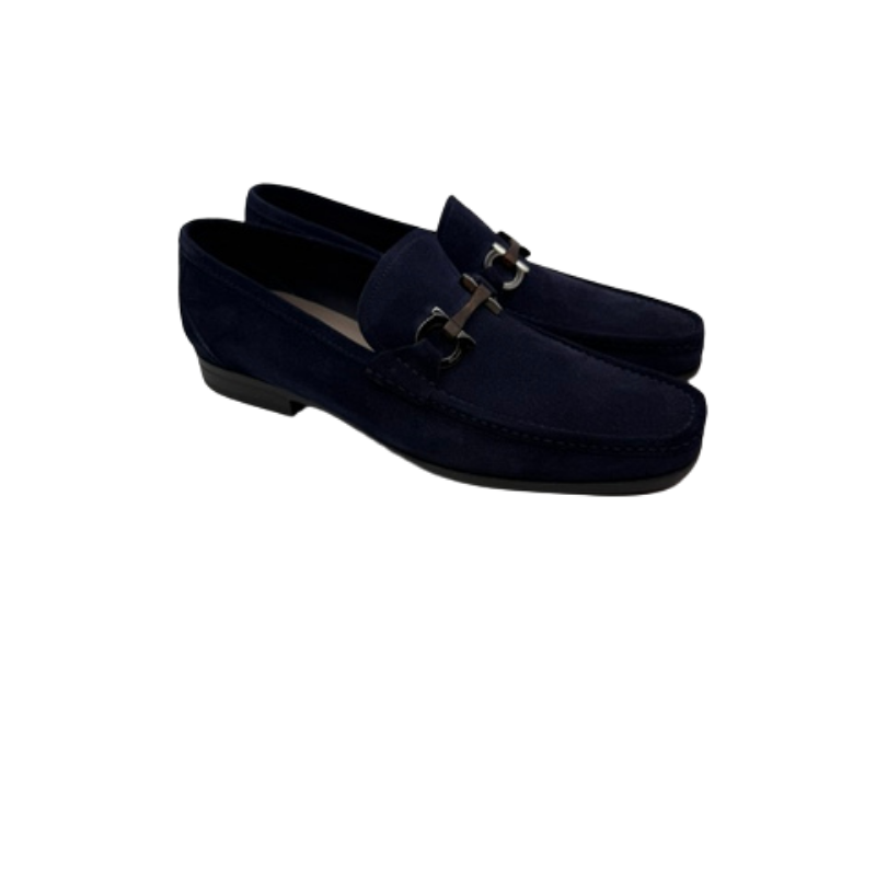 SALVATORE FERRAGAMO Grandioso Double Gancio Bit Loafer size 11 Navy
