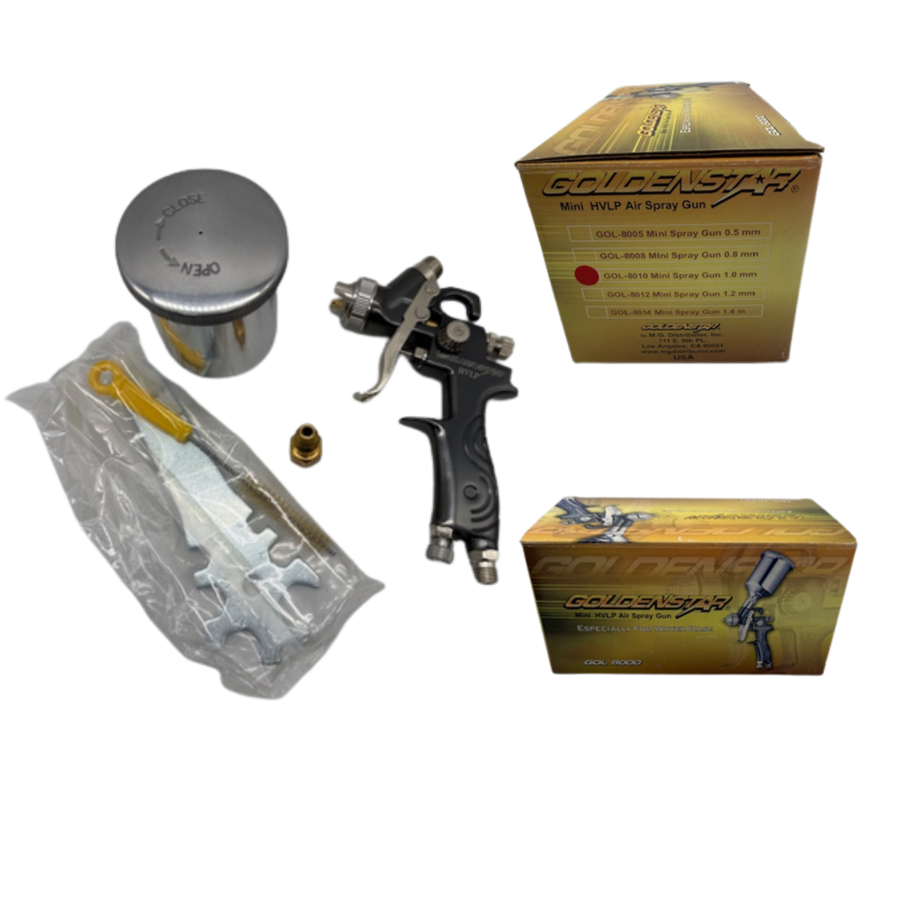 GoldenStar GOL-8000 Mini HVLP Air Spray Gun – 1.0 mm Nozzle for Waterborne Paint, Precision Detail Sprayer