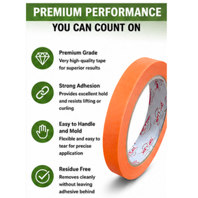 Premium Masking Tape for Automotive & General Painting, Temperature Resistant 50°F–200°F