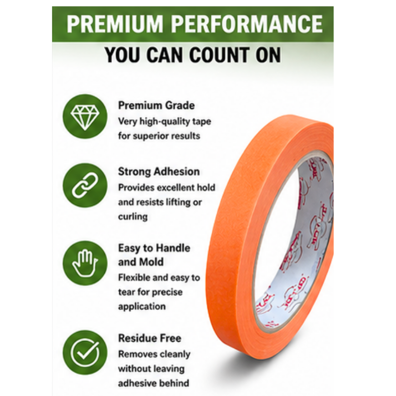 Premium Masking Tape for Automotive & General Painting, Temperature Resistant 50°F–200°F