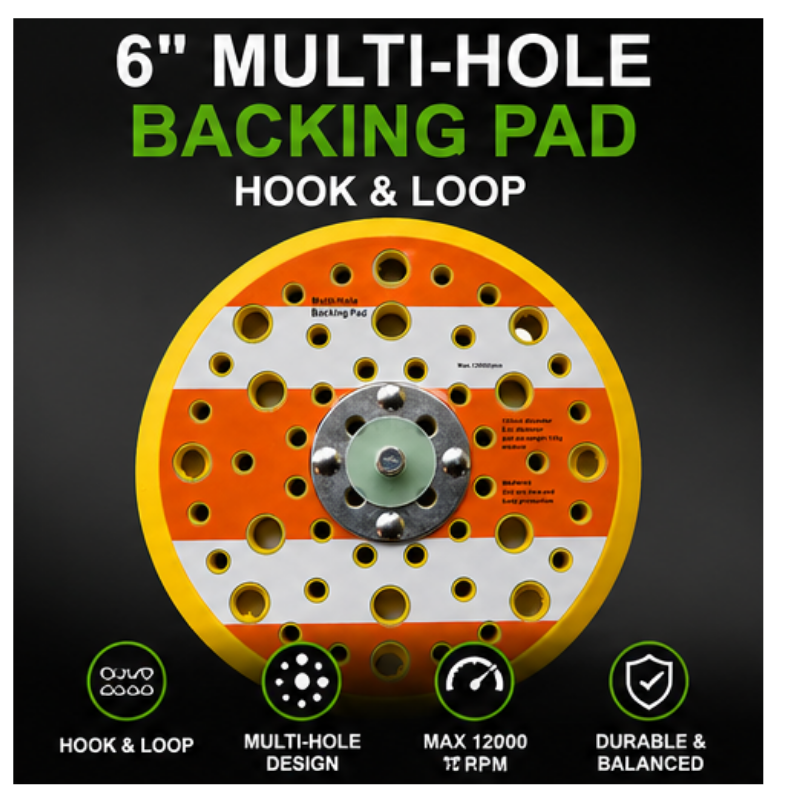 BLYSK 6" Hook & Loop Multi-Hole Backing Pad 5/16"-24 Thread 12000 RPM