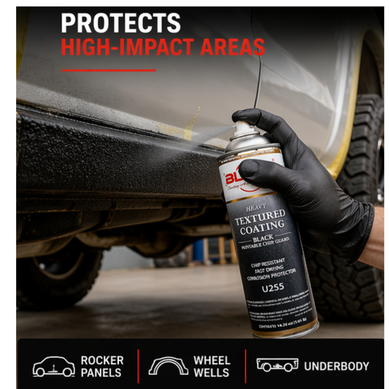 Blysk Heavy Textured Coating U255, Black Paintable Chip Guard 16 oz