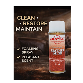 Blysk Leather Mink Cleaner Aerosol 15 oz (R339) – Interior & Upholstery Spray for Seats, Dashboard & Trim