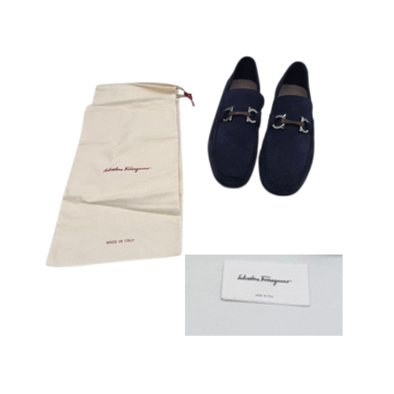 SALVATORE FERRAGAMO Grandioso Double Gancio Bit Loafer size 11 Navy