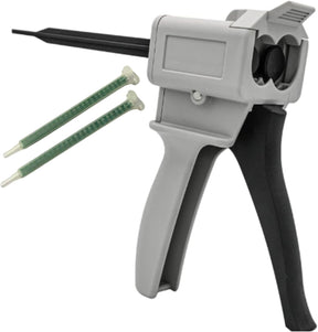 Dual Cartridge Epoxy Dispensing Gun M50 – 50ml Manual Applicator for 1:1 & 2:1 Ratios, Includes 2 Mixing Nozzles (4.5" Length, 24-Element, Medium)