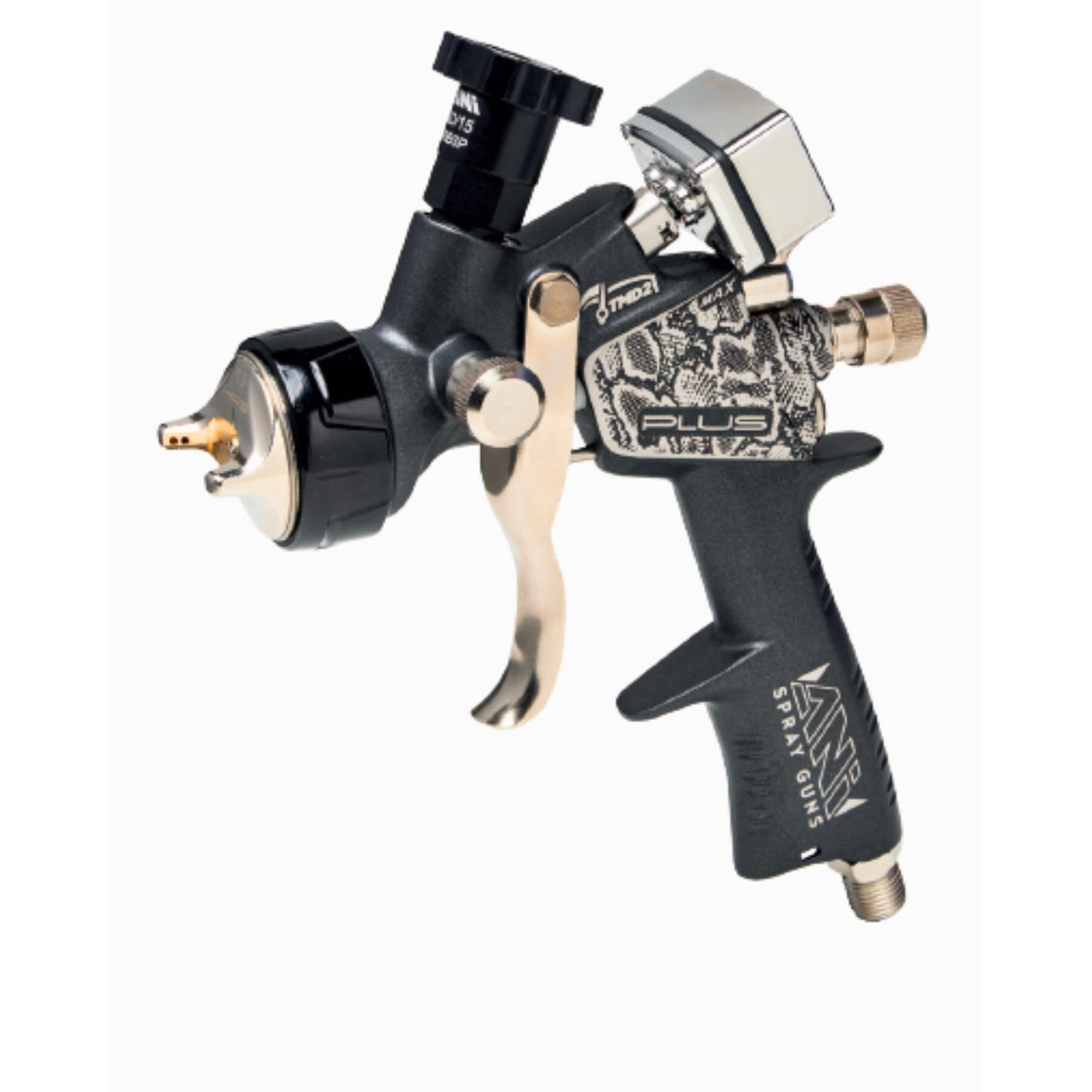 ANI Snake Spray Gun Kit (F160-PLUS/S HVLP) – Automotive Paint Gun with PPS Adapter & Nylon Case TMD2 Digital Manometer/RP1 Anolog Regulator. (RP1 1.3mm)