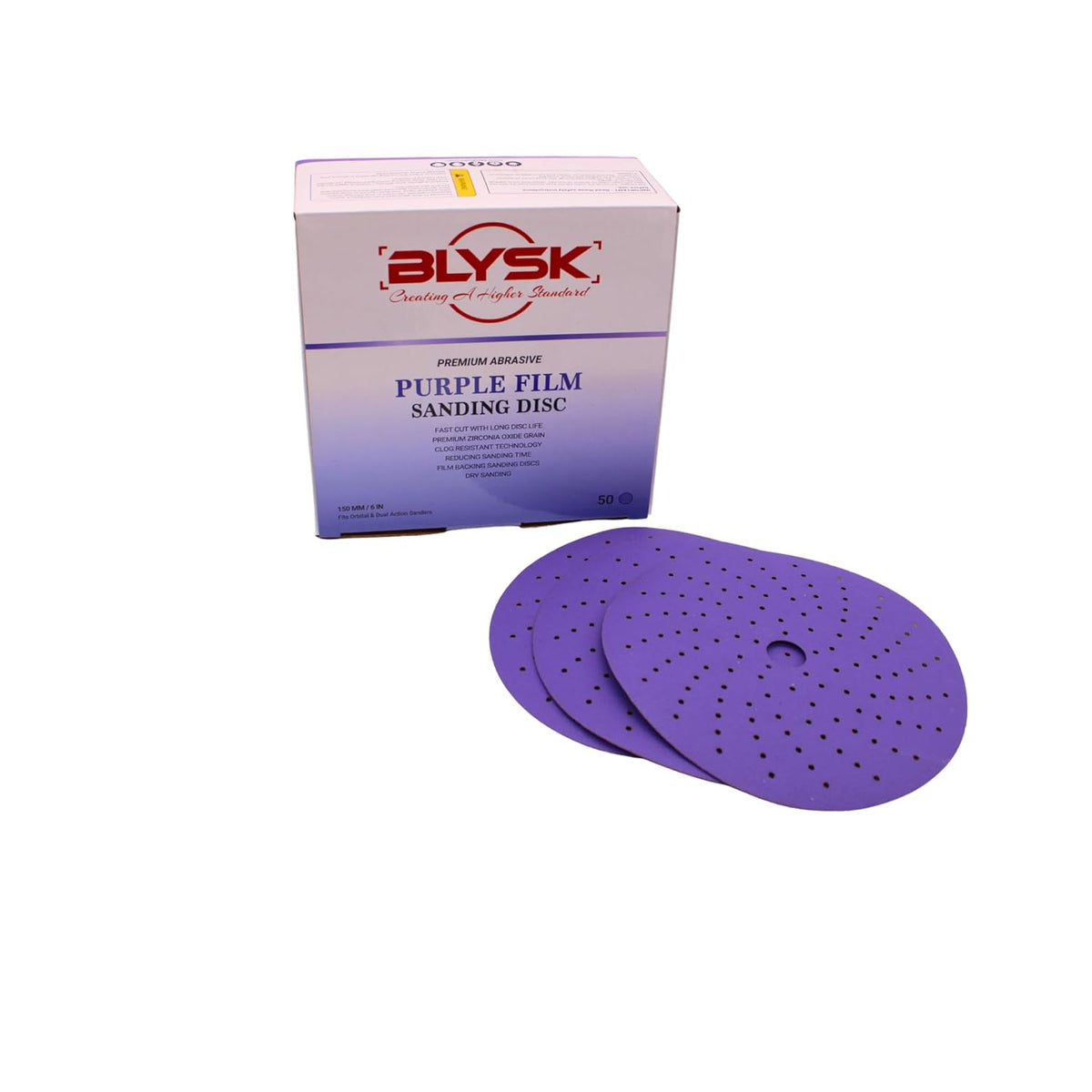 Purple Zirconia Sanding Discs – 6 Inch, 50-Pack – Hook & Loop, Laser Multi-Hole Dust Extraction – Long Life Ceramic/Corundum Grain. 80,120,180,220,320,400,600,800,1000 Grit (80)