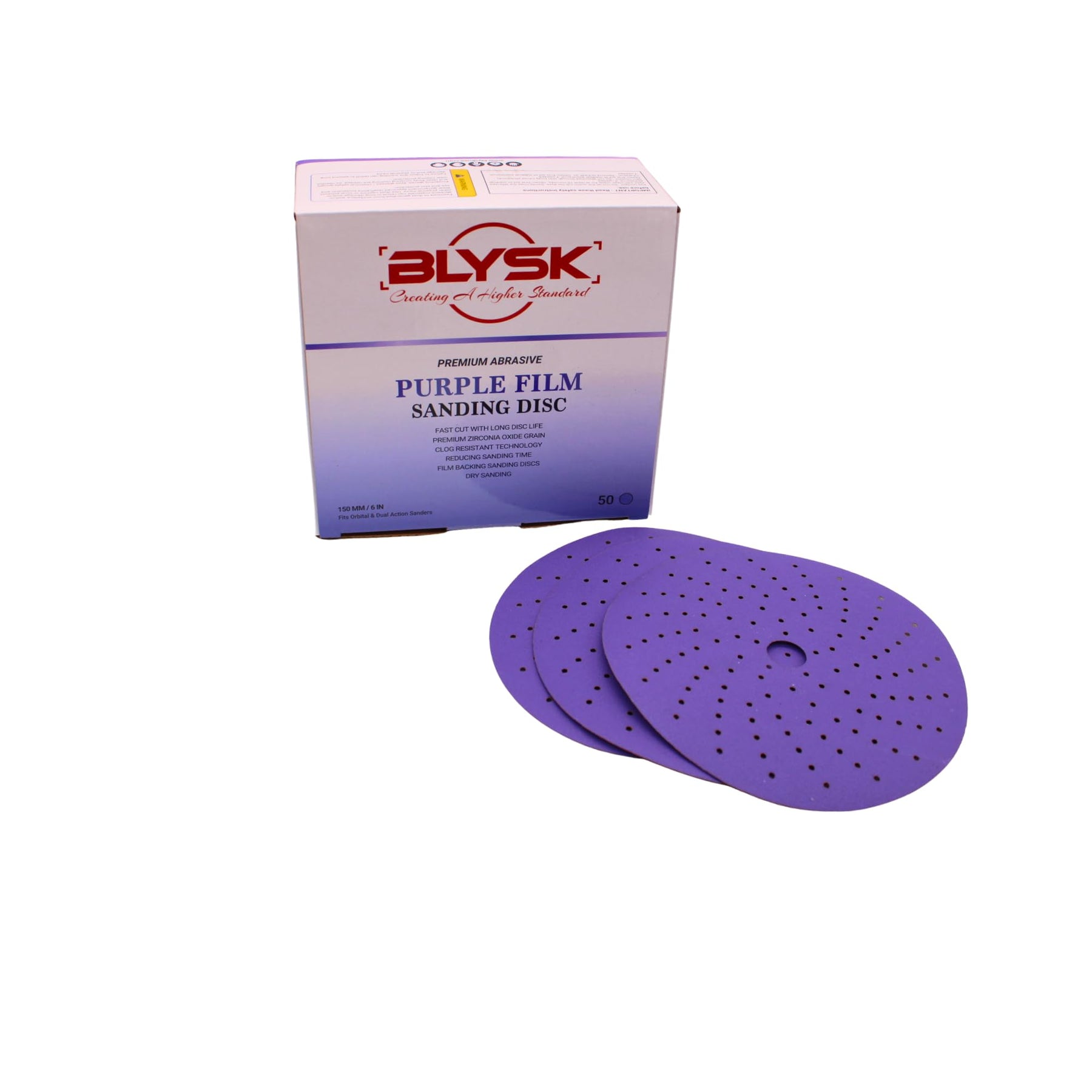 Purple Zirconia Sanding Discs – 6 Inch, 50-Pack – Hook & Loop, Laser Multi-Hole Dust Extraction – Long Life Ceramic/Corundum Grain. 80,120,180,220,320,400,600,800,1000 Grit (80)
