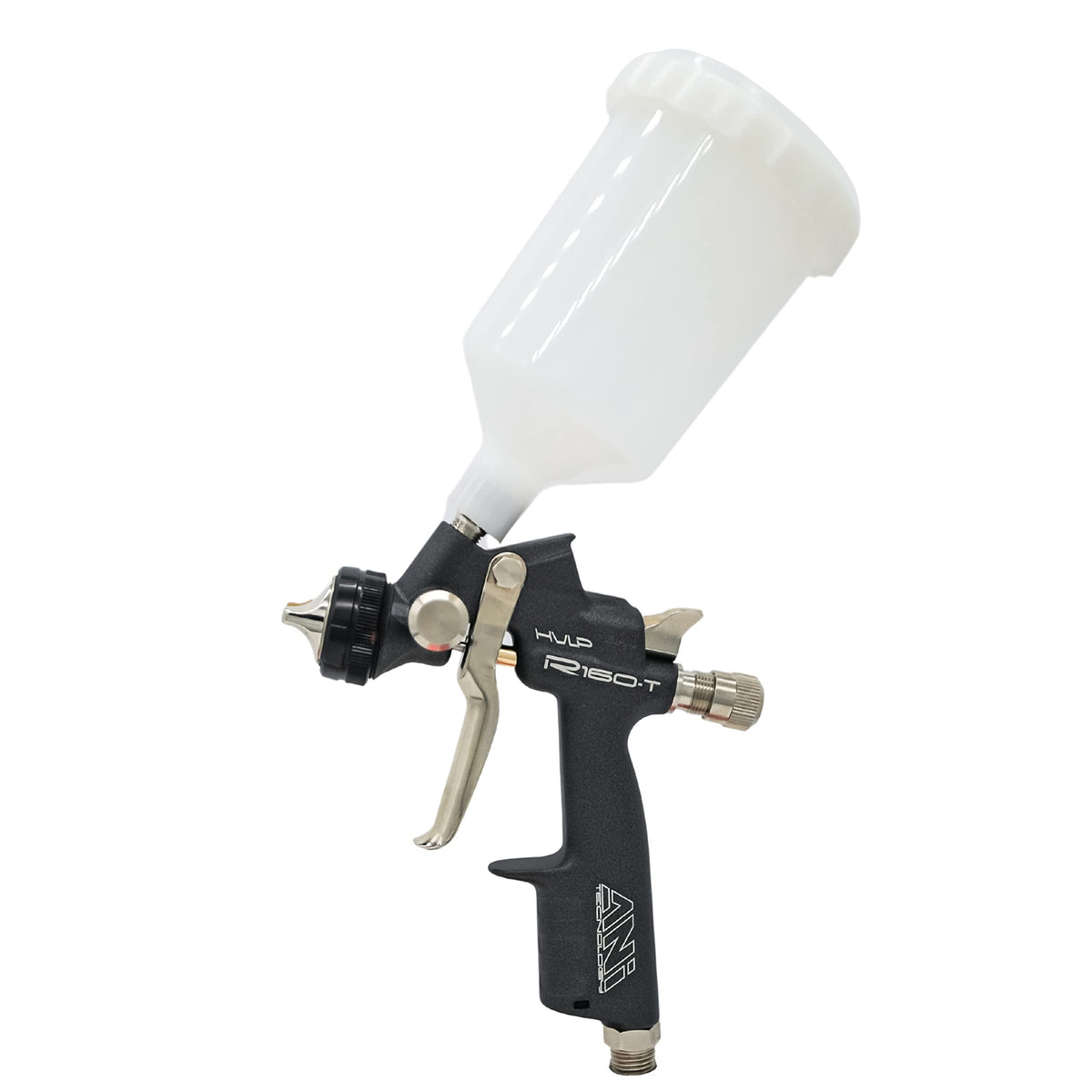 ANI HVLP R160/T Professional Gravity Feed Air Mini Spray Gun Automotive, Stainless Steel Nozzle with Nylon Cup, Light Weight & Ergonomic Grip, Automotive Paint Sprayer for Cars 250 cc (0.8 mm Black)