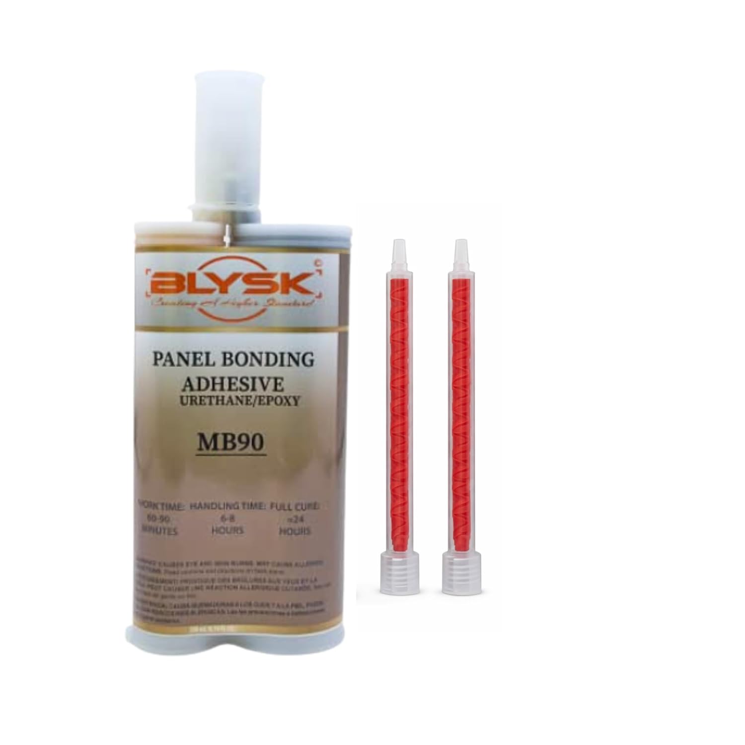 MB90 Panel Bonding – 2-Part Urethane/Epoxy Structural Adhesive –High Strength Automotive Body Panel Repair, Bonds Metal, Aluminum & Plastic – 200 ml / 6.76 fl oz Cartridge with 2 Mixing Nozzles