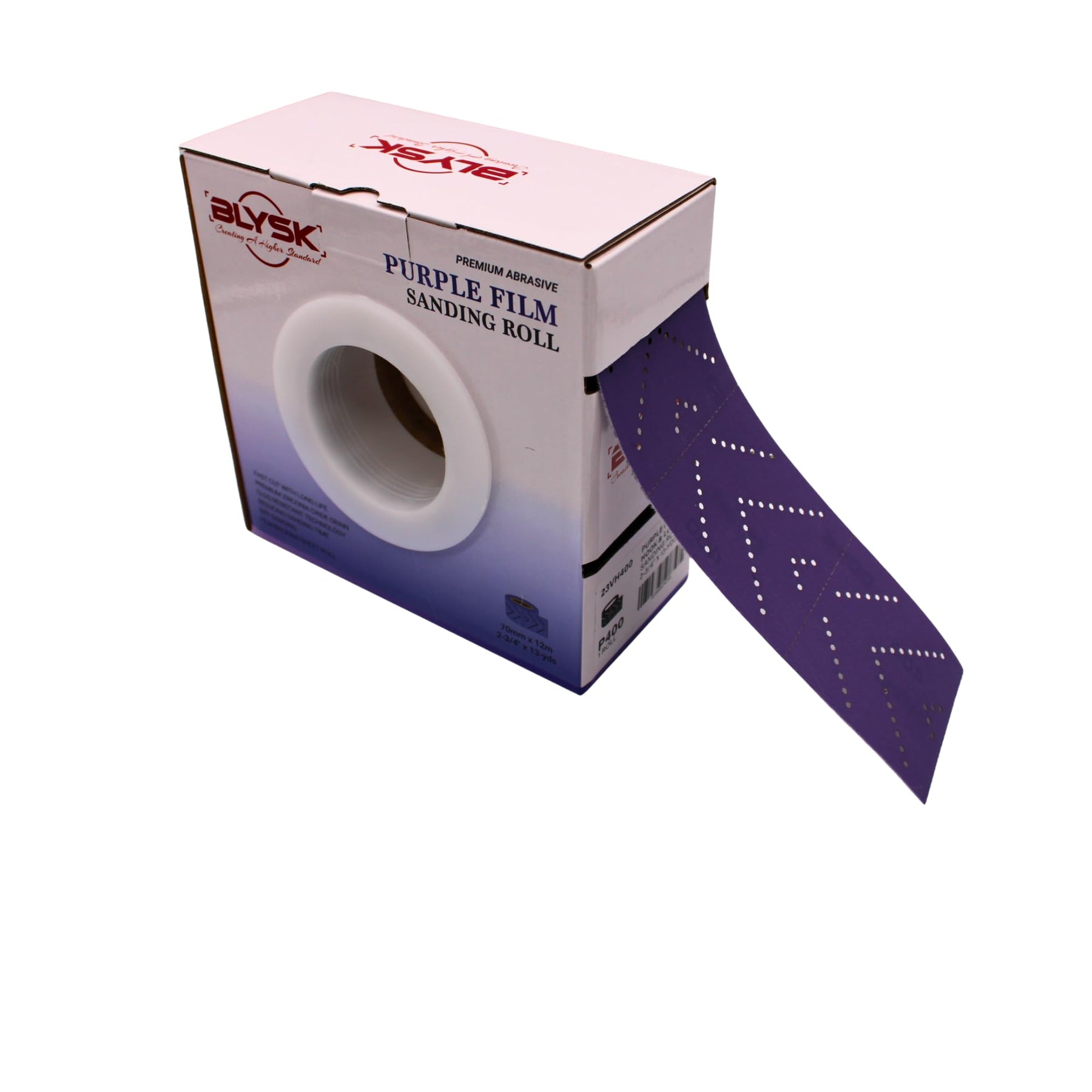 Purple Zirconia Sanding Roll – 2-3/4" x 13 Yds, Fast Cut, Long Life, Clog-Resistant, Hook & Loop, Pre-Cut for Easy Tear, Available in Grits 80, 120, 180, 220, 320, and 400. (80)