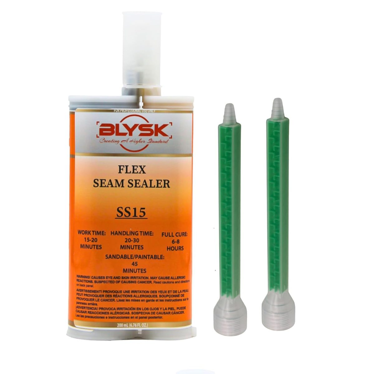 Flex Seam Sealer SS15 – Thick Set Flexible Automotive Seam Sealer – 200ml / 6.76 fl oz Dual Cartridge with 2 Mixing Nozzles – Non-Sag Adhesive Sealant for Metal, Aluminum, Fiberglass & Plastics