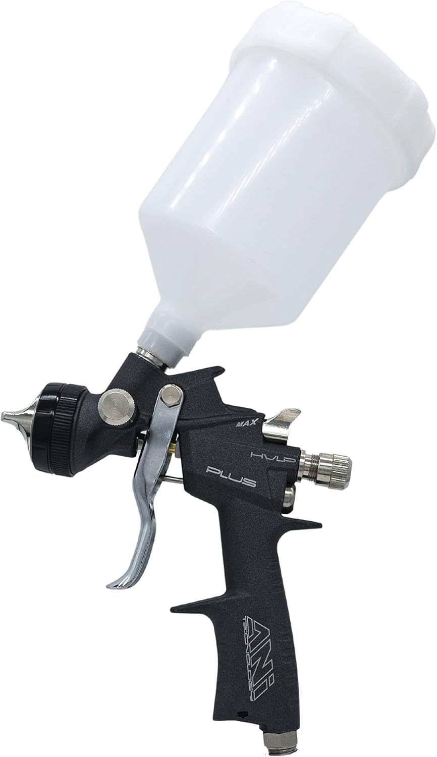 ANI F160/Plus/S 600cc HVLP Professional Paint Spray Gun – Multiple Nozzle Sizes to Choose from (1.3mm to 2.0mm) Ideal for Auto Body, Woodworking, Industrial Applications (Black Teflon, 1.3mm)