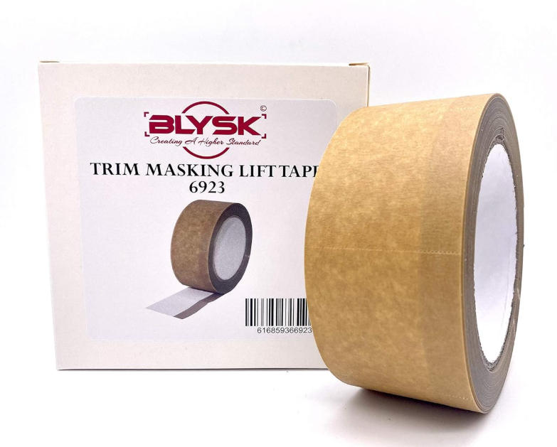 Blysk Trim Masking Lift Tape (6923) – Perforated Automotive Refinish Tape with Clear Edge – 10mm Clear Plastic Strip 45mm x10m – for Windshields, Trim, Taillights & Sunroofs