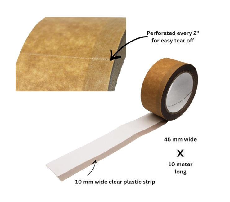 Blysk Trim Masking Lift Tape (6923) – Perforated Automotive Refinish Tape with Clear Edge – 10mm Clear Plastic Strip 45mm x10m – for Windshields, Trim, Taillights & Sunroofs