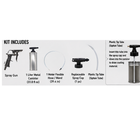 BLYSK K200 Undercoating Spray Gun Kit – 1L Metal Canister, 39.4" Flexible Wand Hose, Replaceable Spray Cap & Plastic Tube for Rust Proofing, Chip Guard & Bed Liner