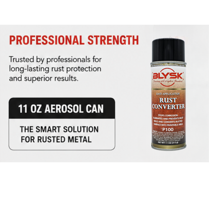 BLYSK Rust Converter Spray 11 oz (P100) – Stops Rust & Corrosion, Converts Rust to Paintable Protective Coating, Metal Sealer for Auto Body, Frames, Trucks, Trailers, Equipment & Metal Surfaces